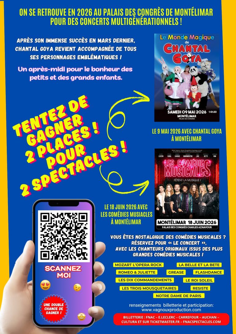 Spectacles 2026 à Montélimar – Palais des Congrès Charles Aznavour